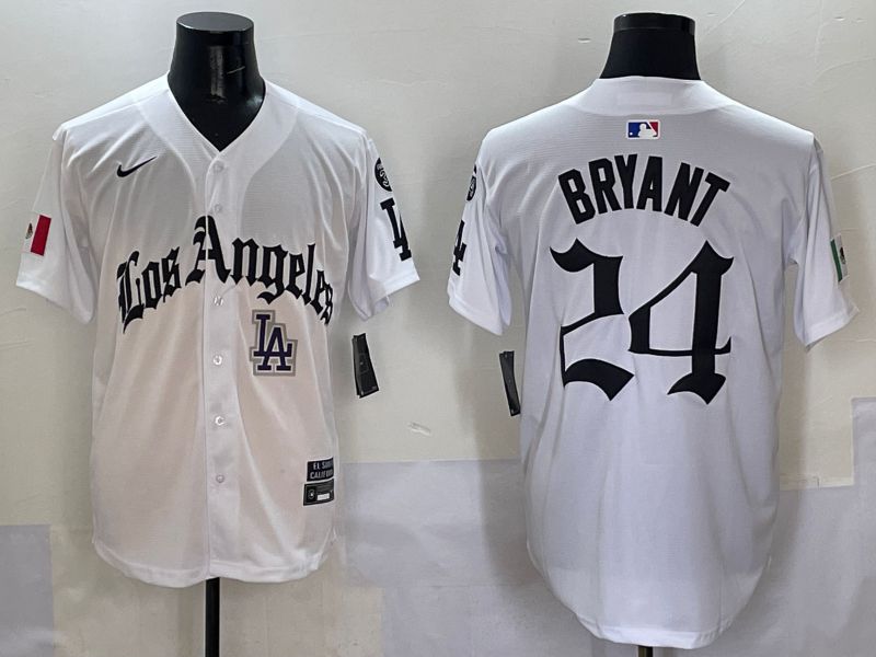 Men Los Angeles Dodgers #24 Bryant White Five generations Joint Name 2025 Nike MLB Jersey style 14